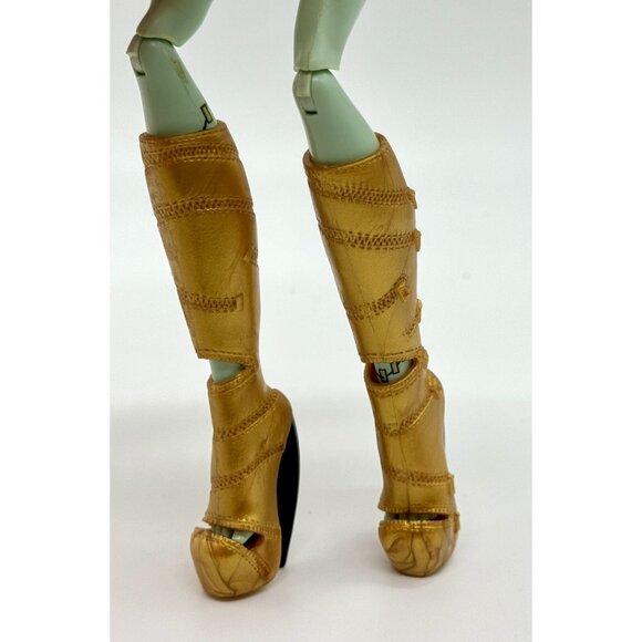 Monster High Doll Clawdeen Wolf Music Festival Gold Black Tall Boots Shoes - Picture 1 of 3